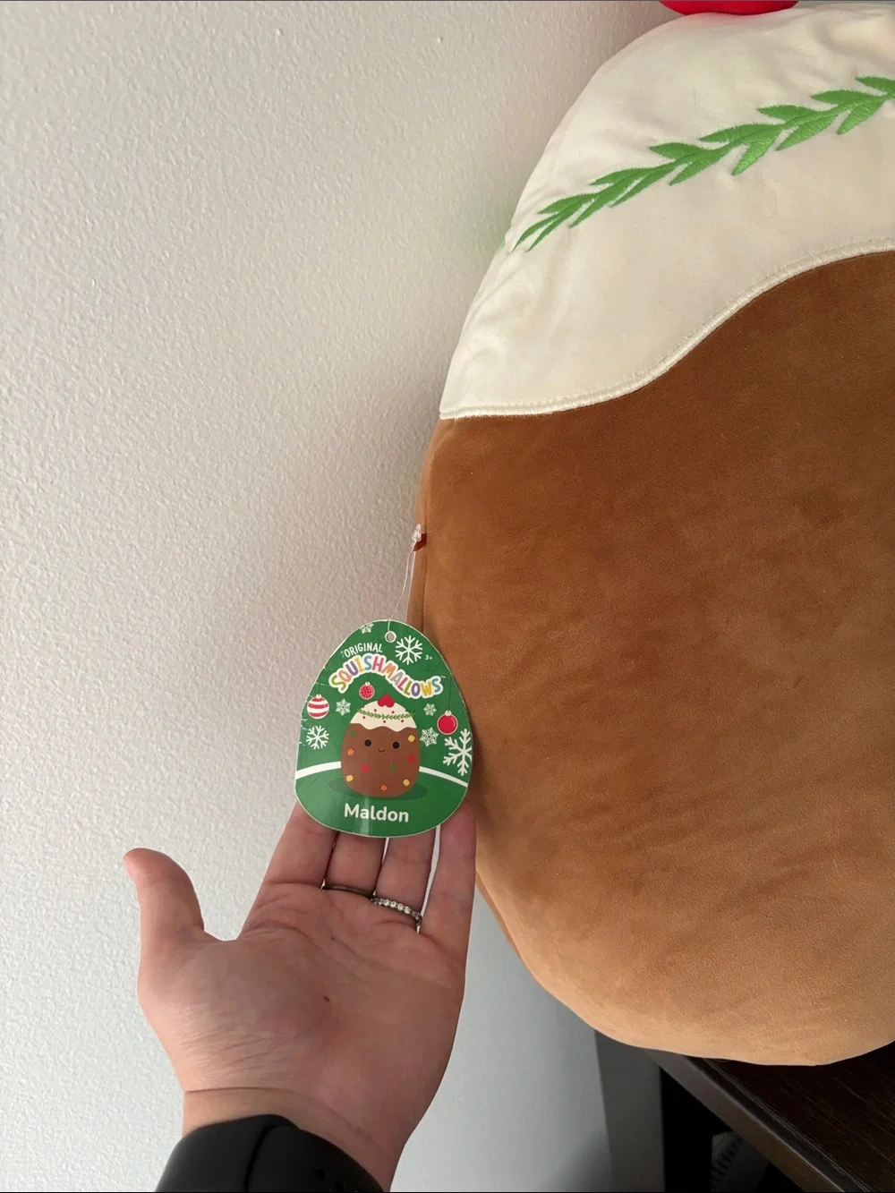 Squishmallows Holiday Pudding Pillow - Brown, Cream, Red, Green